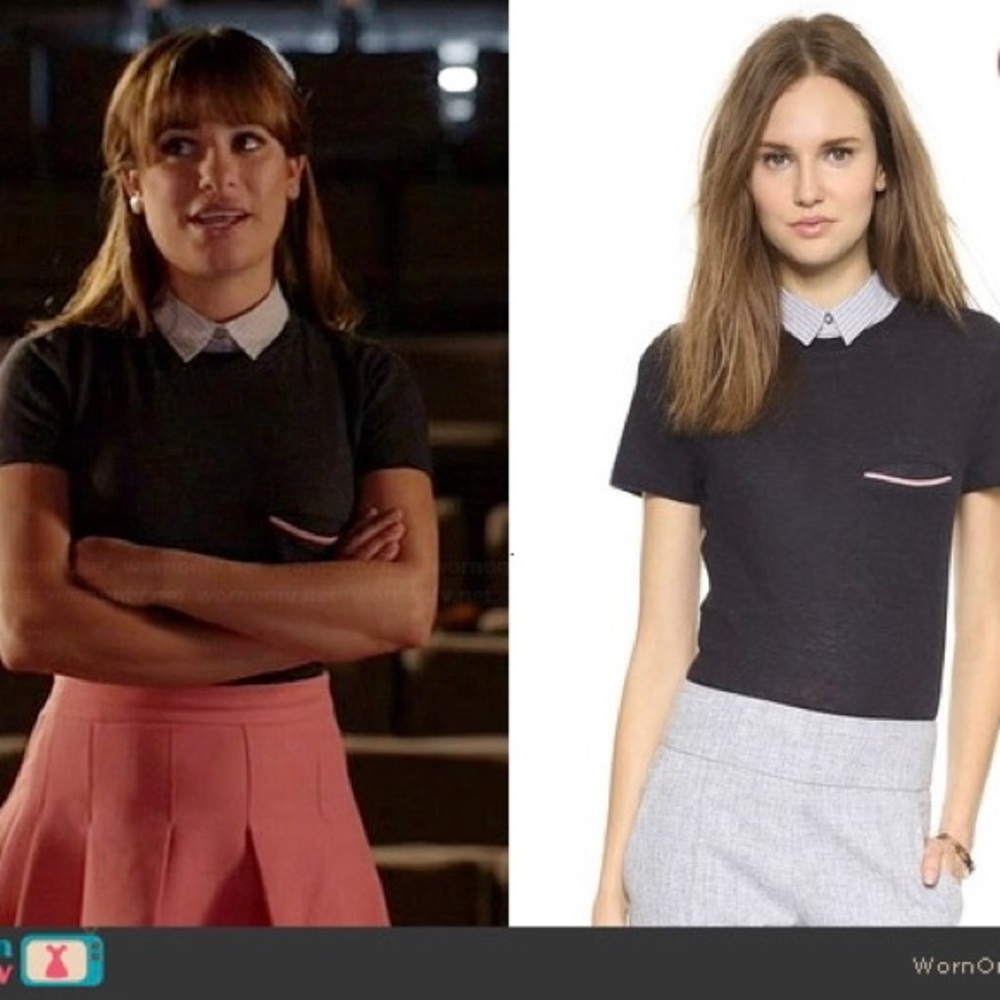 Band of Outsiders Knit Top with Shirt Collar